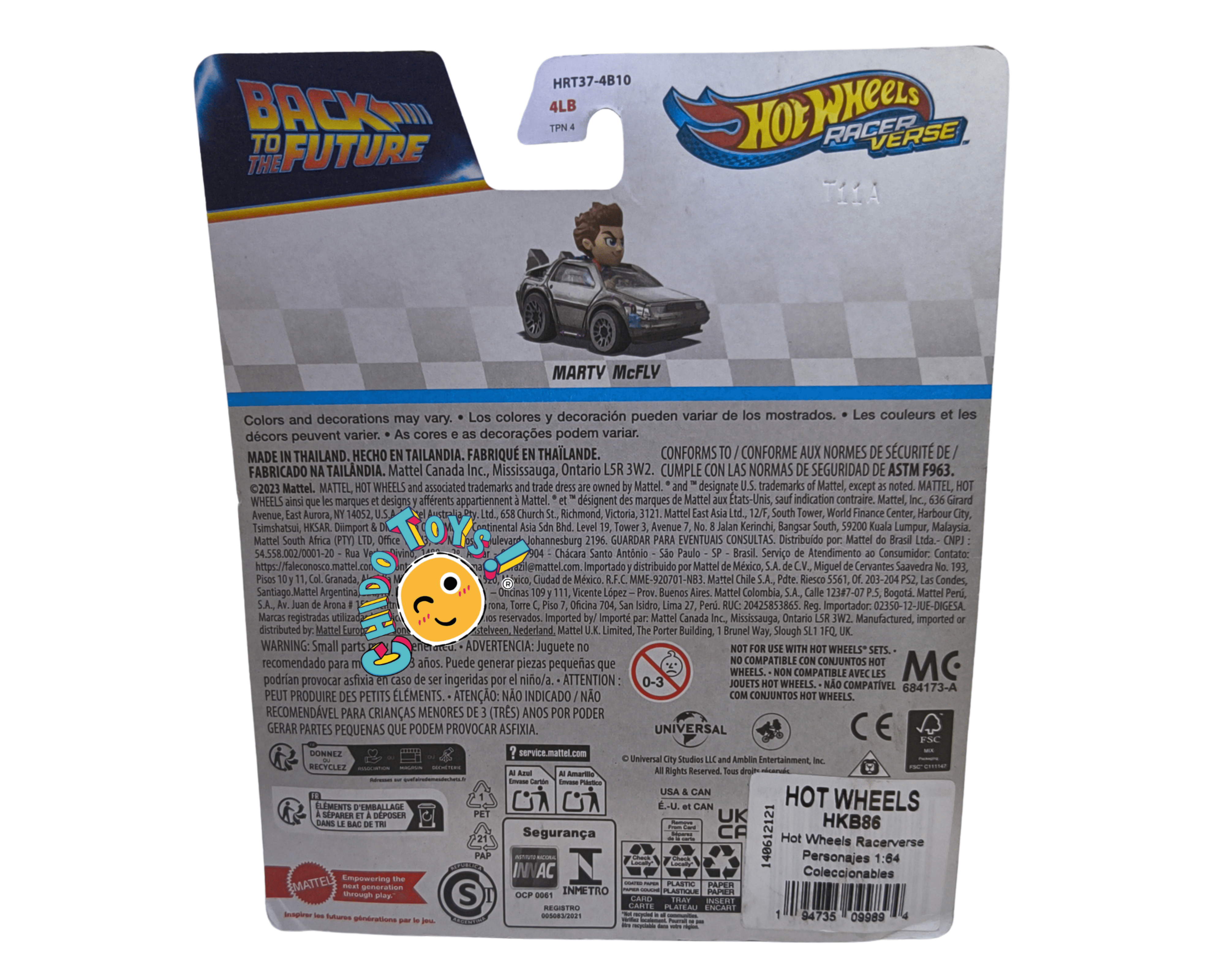 Hot Wheels RacerVerse Marty McFly 1:64 DeLorean figura - Chido Toys