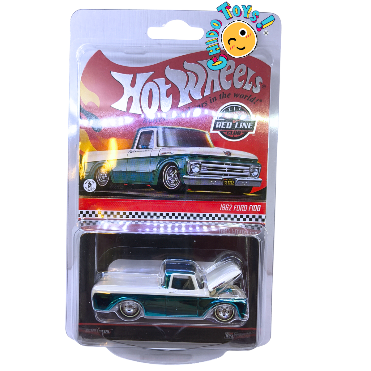 Hot Wheels RLC 1962 Ford F100 1:64 Spectraflame Aqua con cofre abatible - Chido Toys