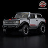 Hot Wheels RLC Ford Bronco 2021 CHASE 1:64 cromado, con Real Riders off-road, puertas y techo removibles.