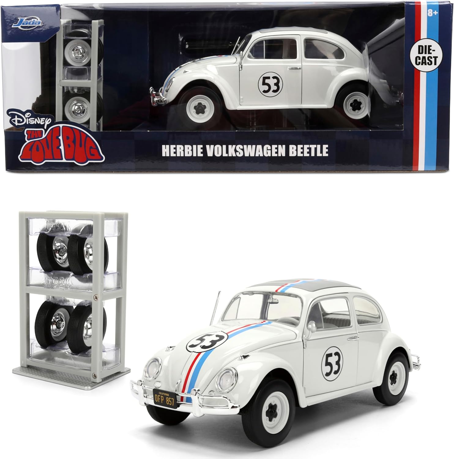 Jada Herbie Volkswagen Beetle 1:24 clásico blanco con accesorios - Chido Toys