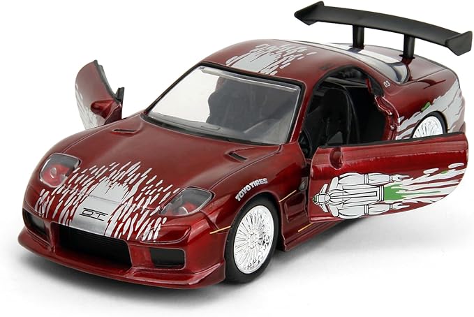 Jada Mazda RX - 7 Dom’s 1:32 rojo vino con alerón - Chido Toys