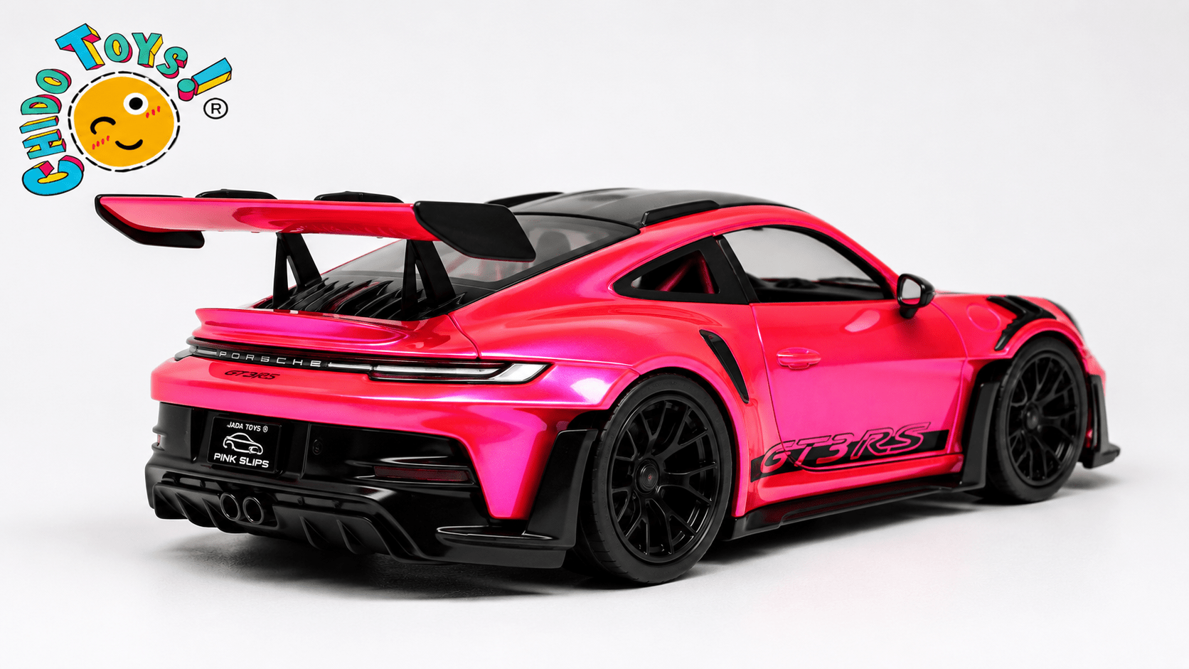 Jada Porsche 911 GT3 RS 992 Pink Slips 1:24 rosa cromado - Chido Toys