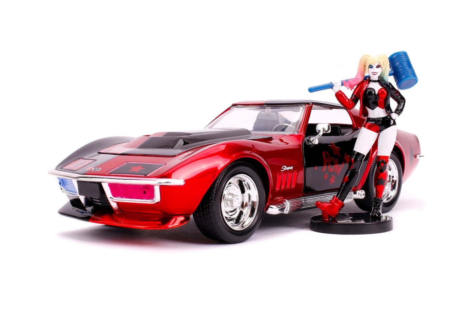 Jada Toys Chevrolet Corvette Stingray 1969 Harley Quinn 1:24 con figura - Chido Toys