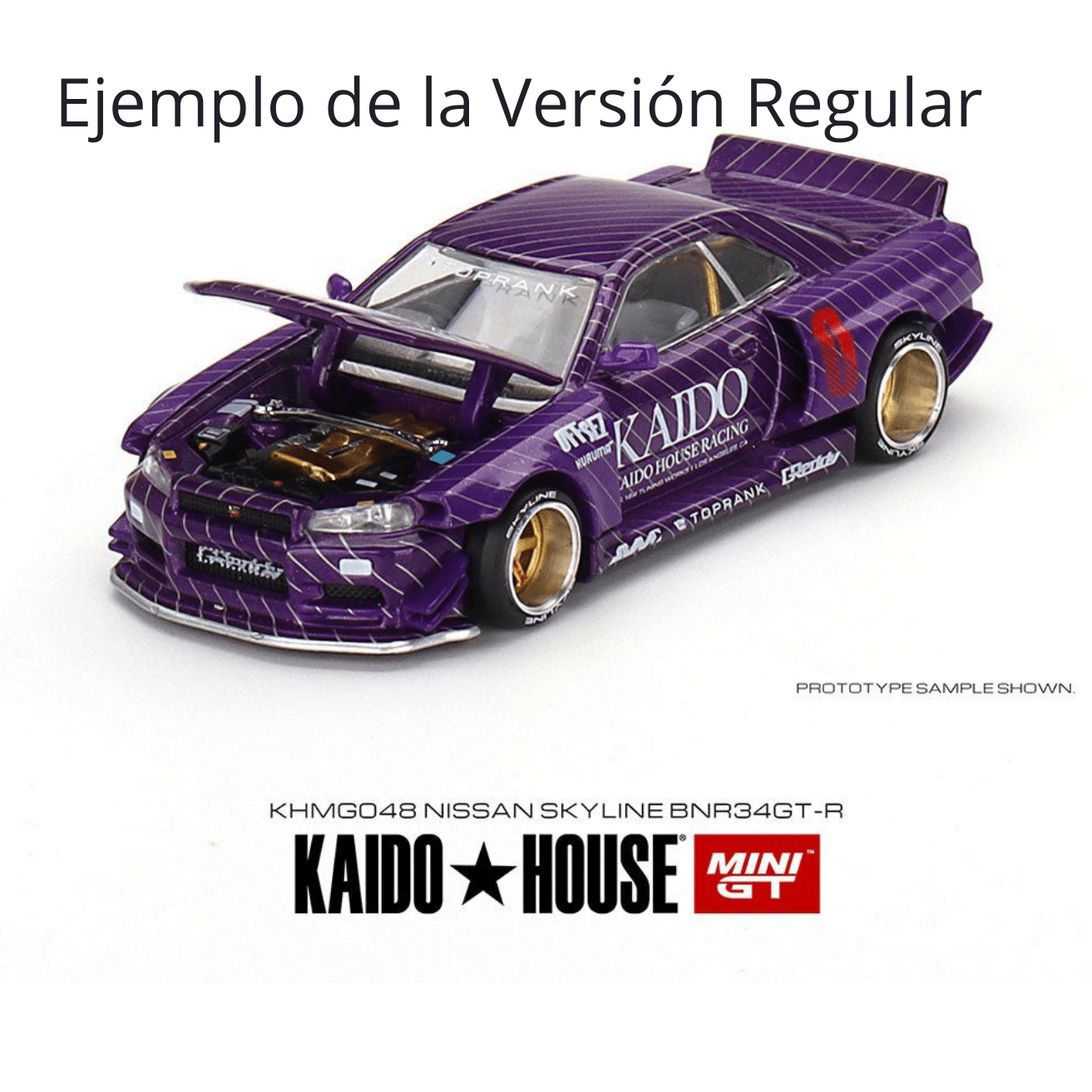 Kaido House 048 Nissan Skyline GT - R R34 CHASE 1:64 rines dorados - Chido Toys