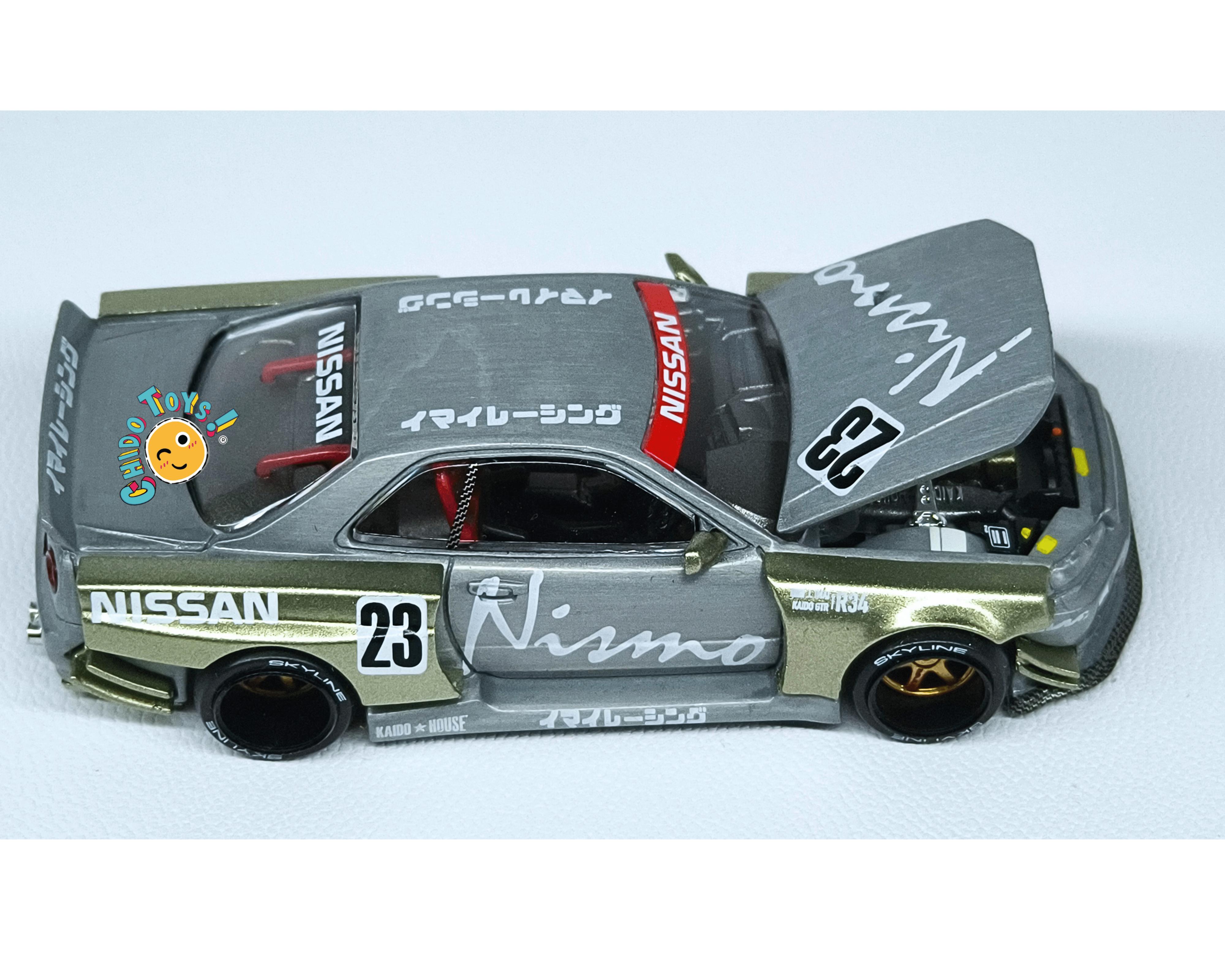 Kaido House 103 Nissan Skyline GT - R R34 Nismo CHASE 1:64 metal expuesto - Chido Toys