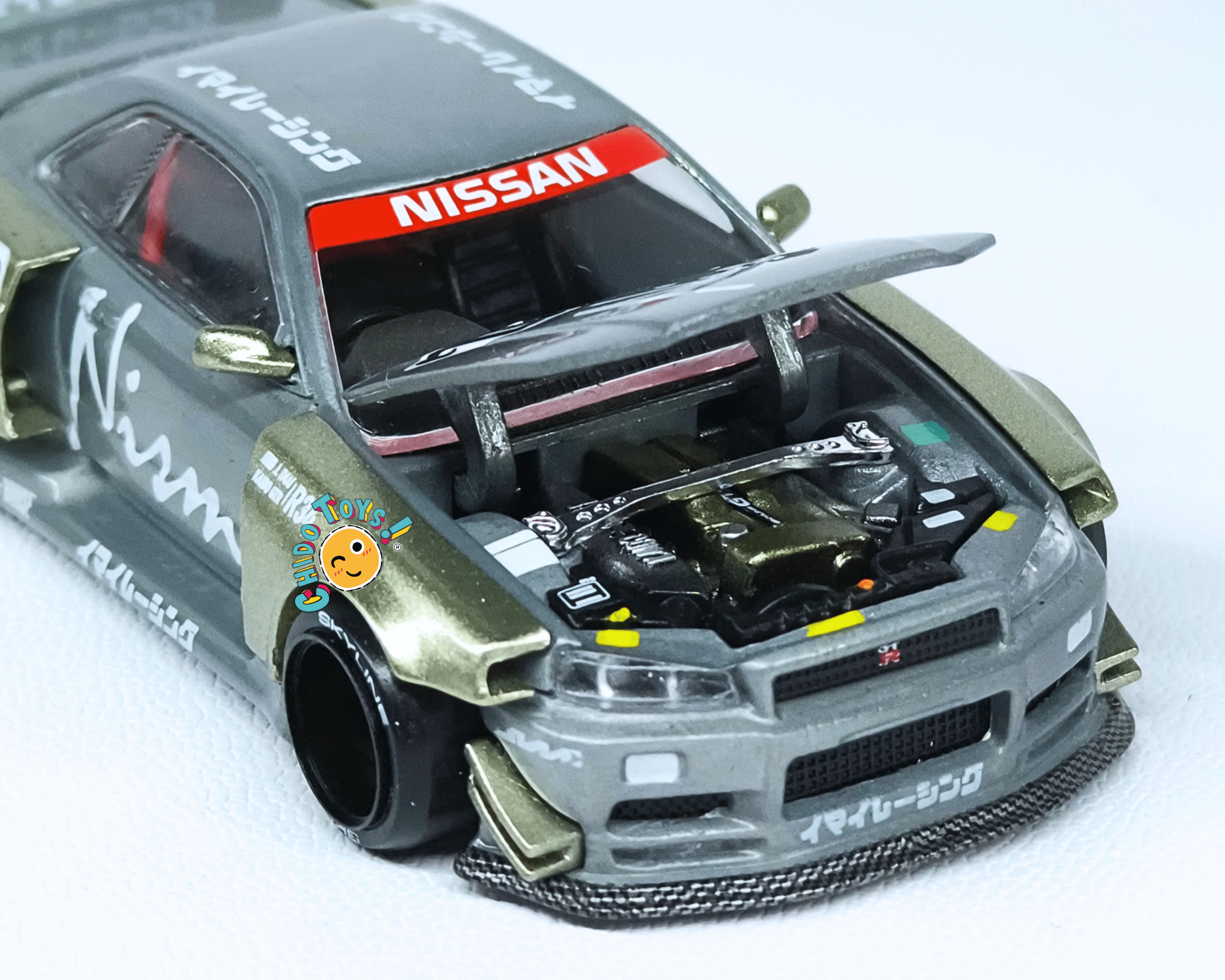 Kaido House 103 Nissan Skyline GT - R R34 Nismo CHASE 1:64 metal expuesto - Chido Toys