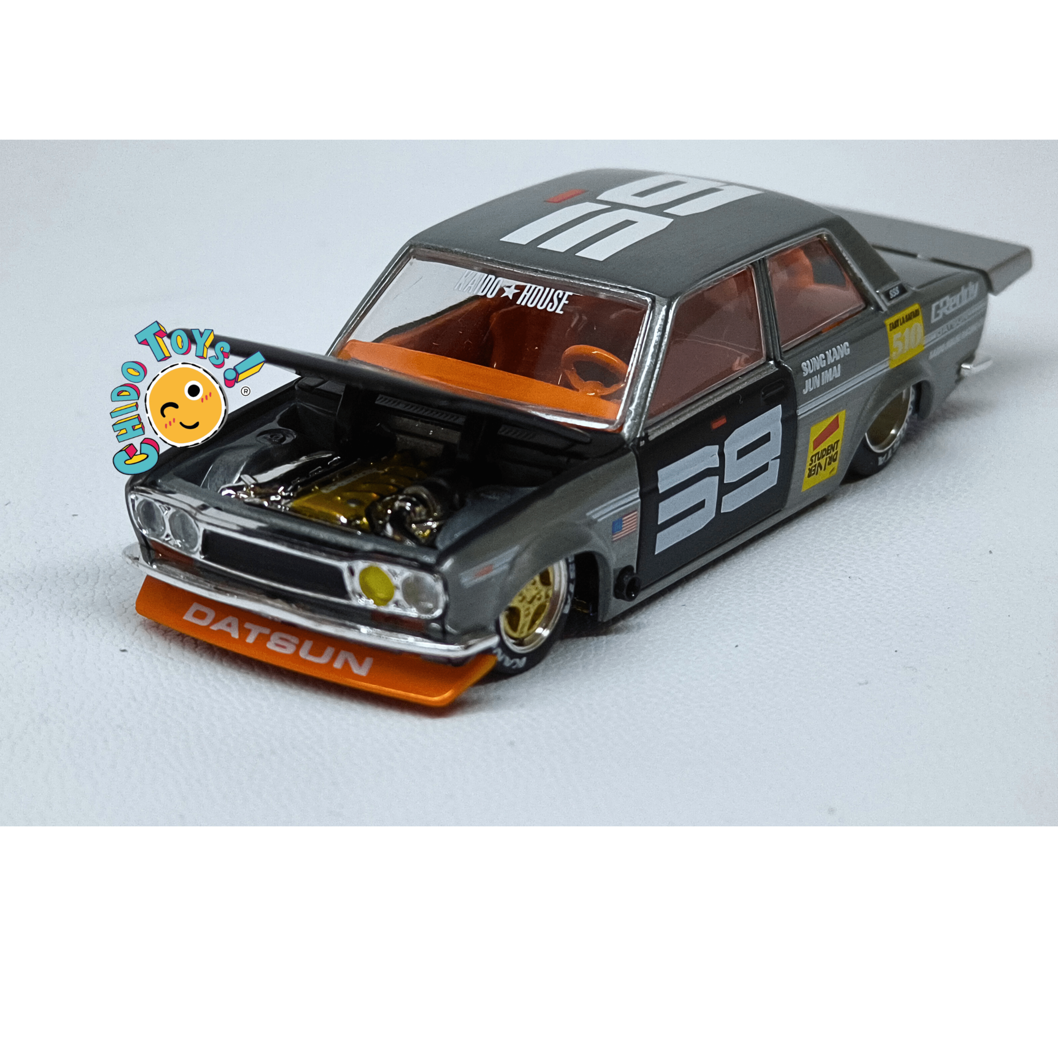 Kaido House Datsun 510 Pro Street 004 CHASE 1:64 metal expuesto - Chido Toys