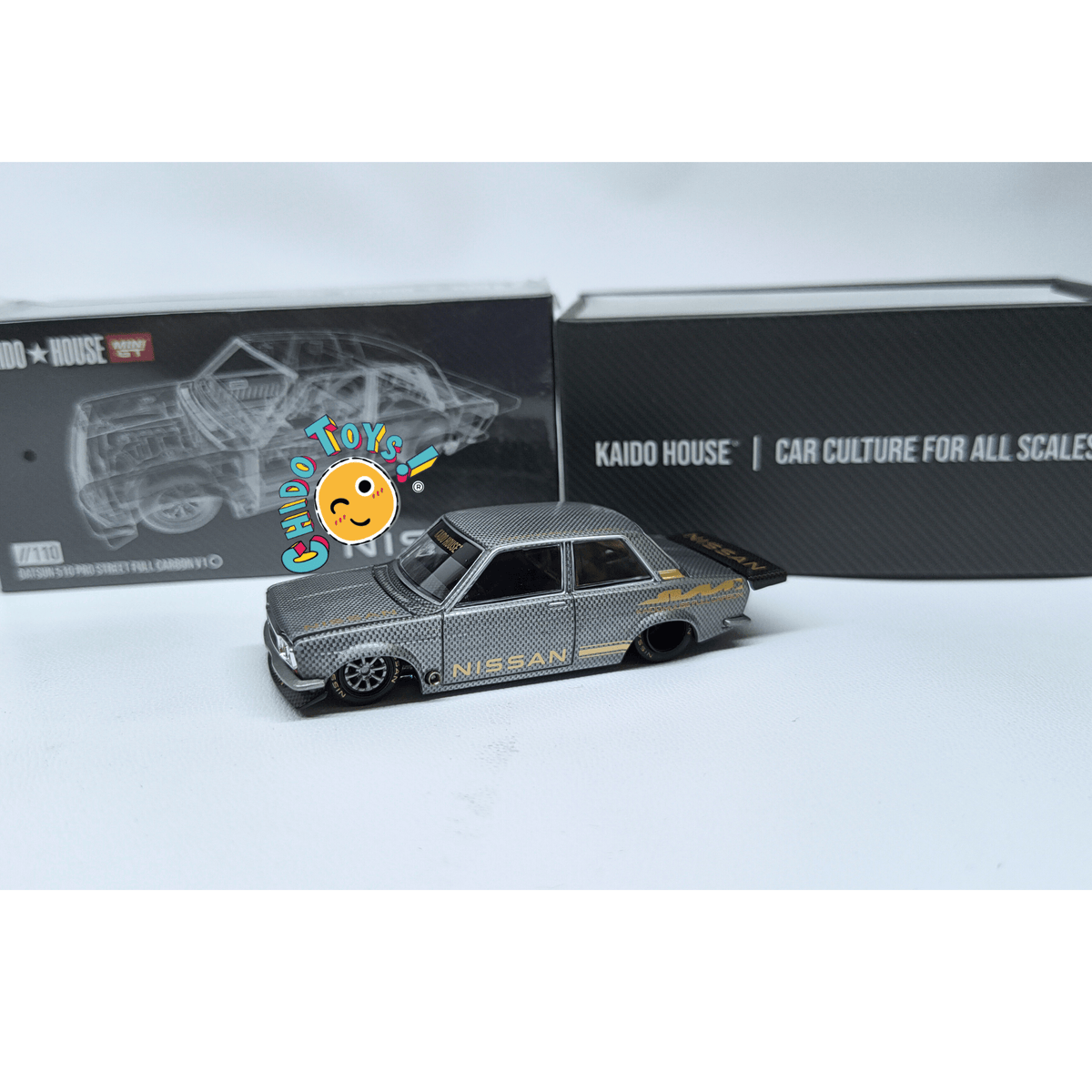 Kaido House Datsun 510 Pro Street #110 CHASE 1:64 Carbon – Chido Toys