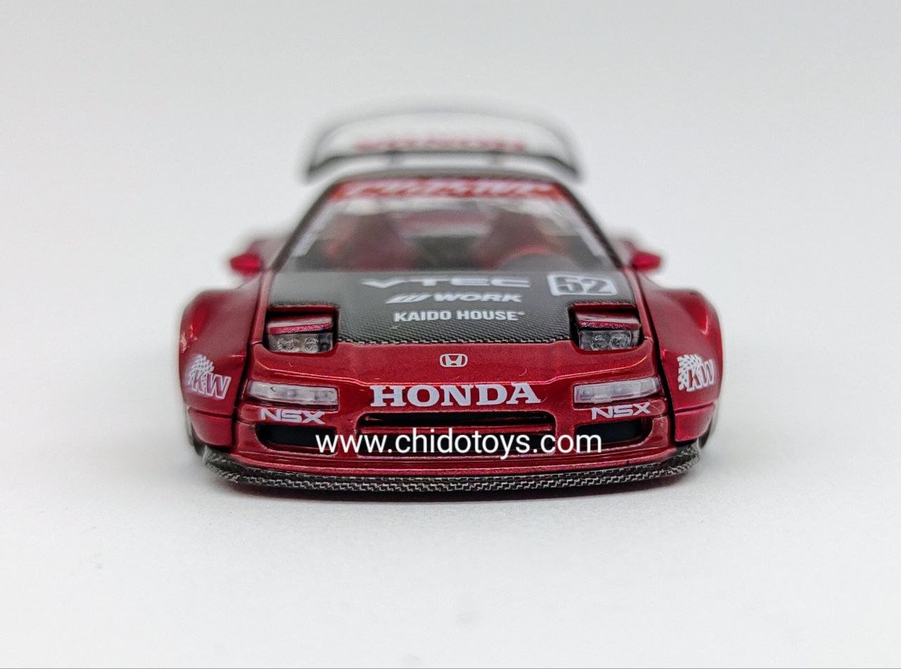 Kaido House Honda NSX Evasive V1 1:64 rojo con faros retráctiles, primera edición - Chido Toys