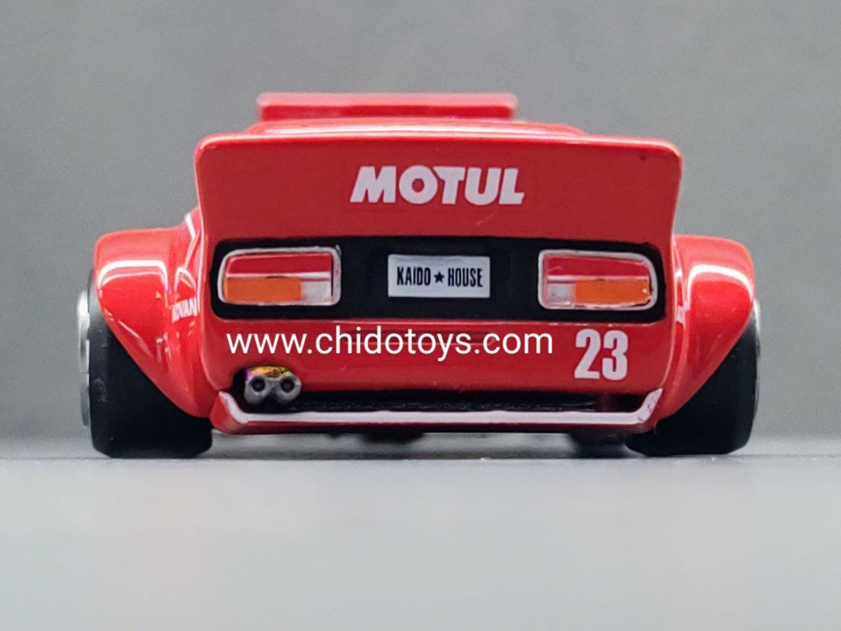 Kaido House x Mini GT Datsun 240Z Kaido GT Motul #23 1:64 rojo con apertura de cofre - Chido Toys