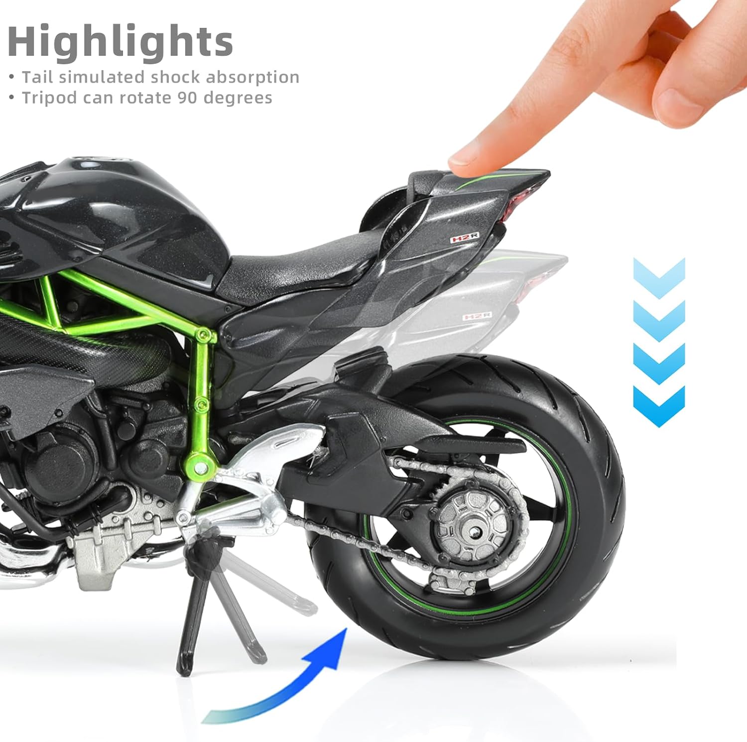 Kawasaki Ninja H2R – Maisto 1:12 con Suspensión y Dirección Funcional - Chido Toys