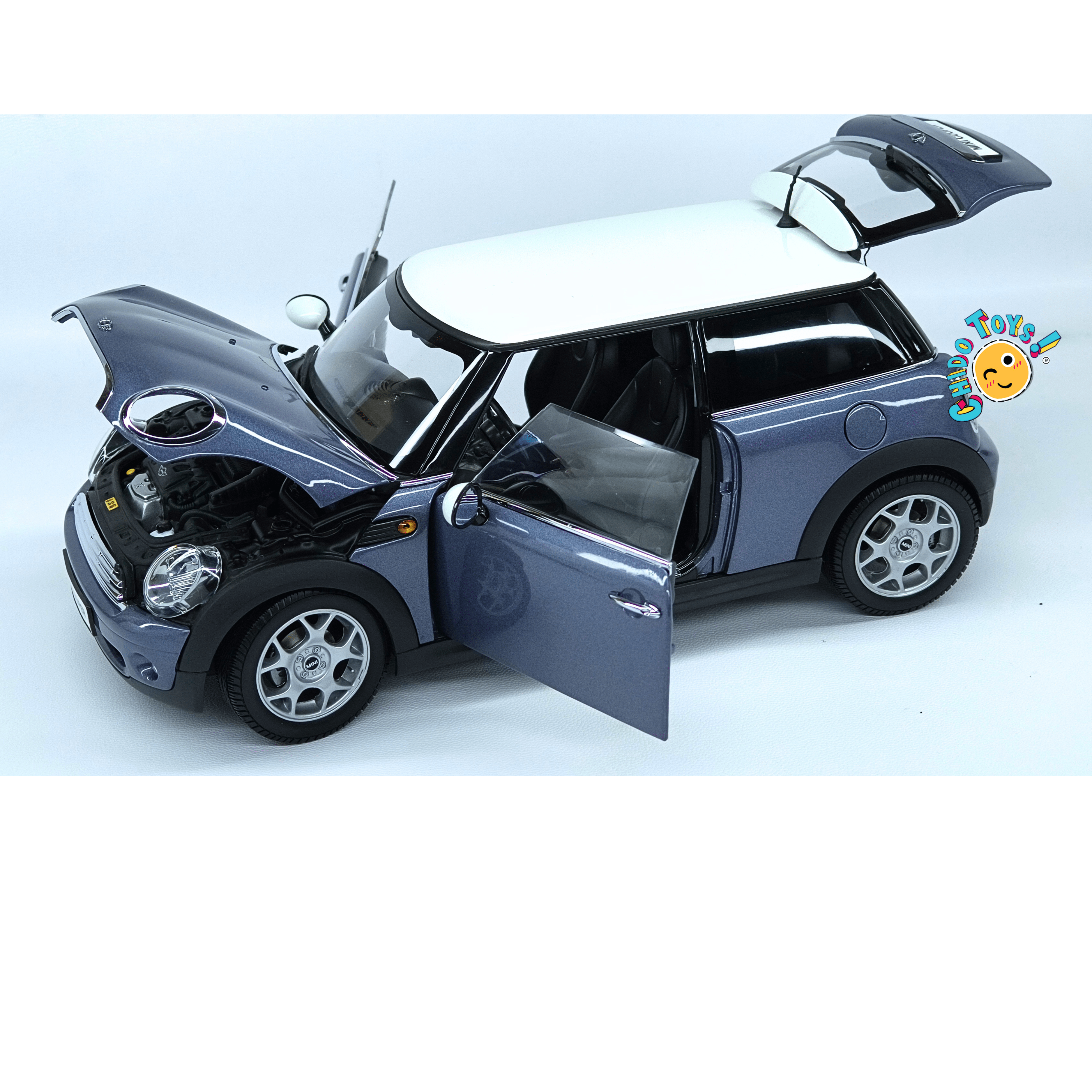 Kyosho MINI Cooper R56 Cool Blue 1:18 diecast apertura total - Chido Toys