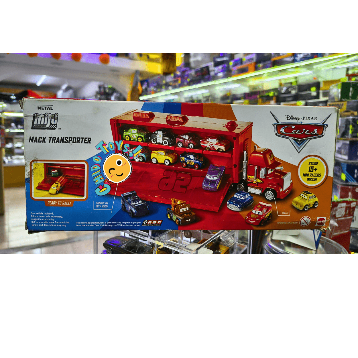 Mack Transporter Cars Mini Racers – Estuche metálico para 15+ autos con Lightning McQueen (Disney Pixar 2018) - Chido Toys