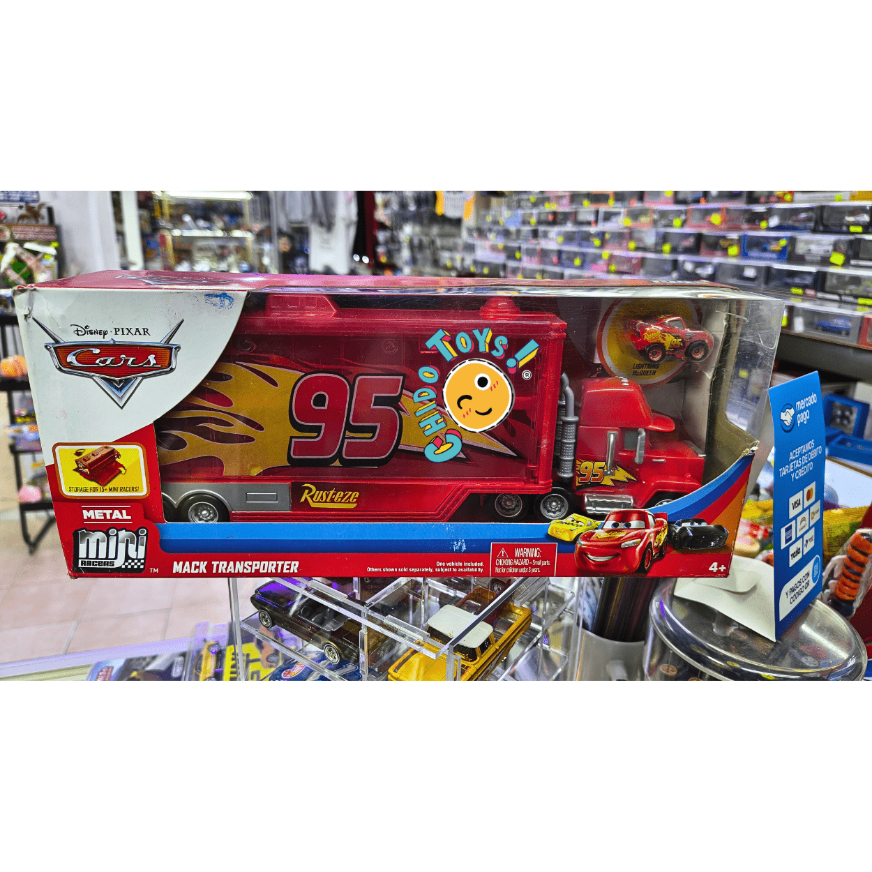 Mack Transporter Cars Mini Racers – Estuche metálico para 15+ autos con Lightning McQueen (Disney Pixar 2018) - Chido Toys