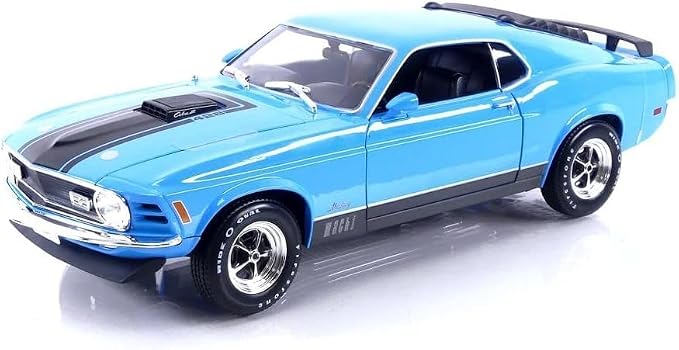 Maisto 1970 Ford Mustang Boss 429 Special Edition 1:18 azul con apertura de cofre y puertas - Chido Toys