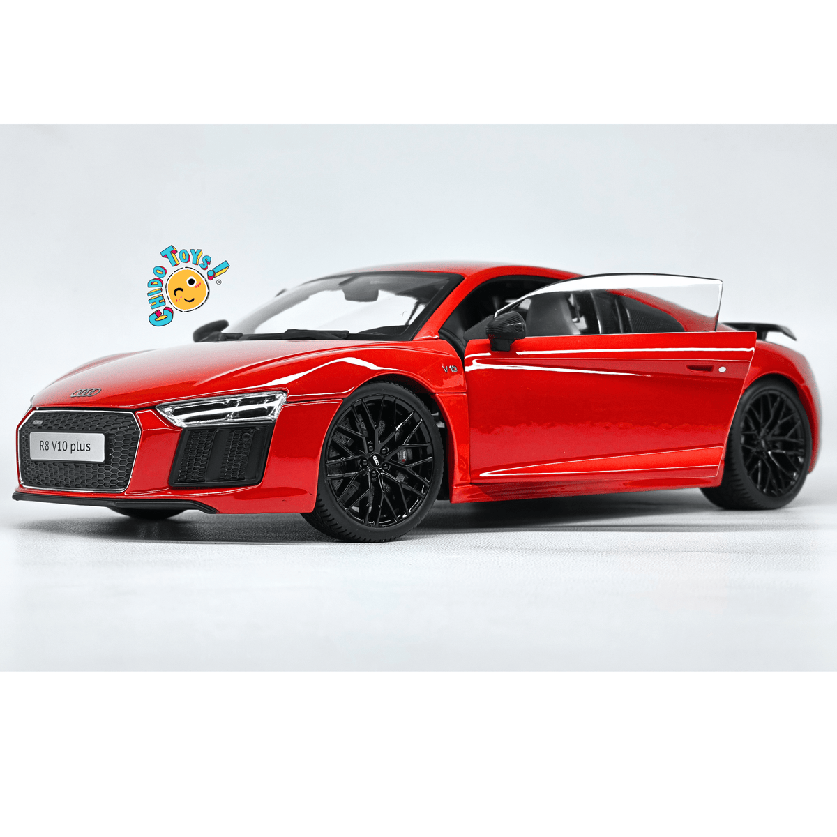 Maisto Exclusive Audi R8 V10 Plus 1:18 blanco con dirección y suspensión - Chido Toys