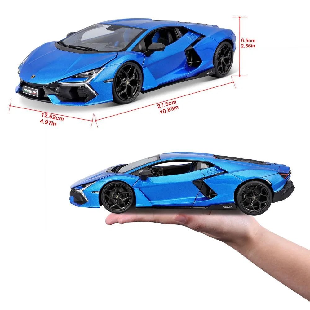 Maisto Lamborghini Revuelto 1:18 azul metálico con apertura total - Chido Toys