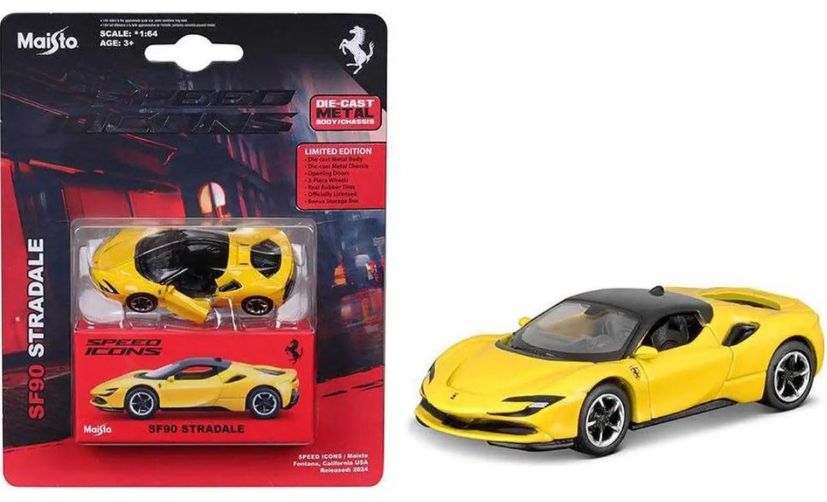 Maisto Speed Icons Ferrari SF90 Stradale 1:64 amarillo con puertas aba ...