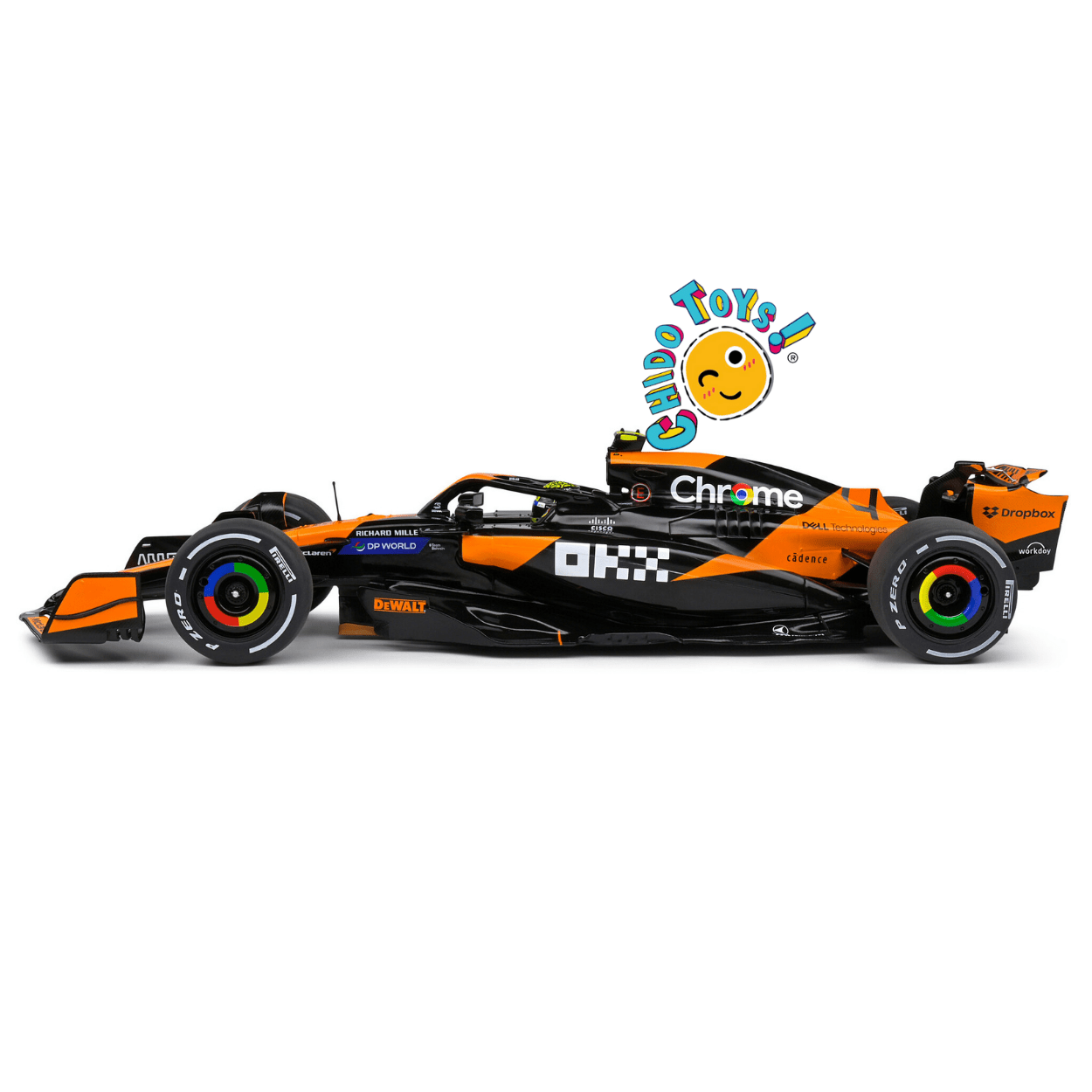 🏎️ McLaren MCL60 4 Lando Norris – Temporada F1 2023 (Escala 1:18, Sólido) - Chido Toys