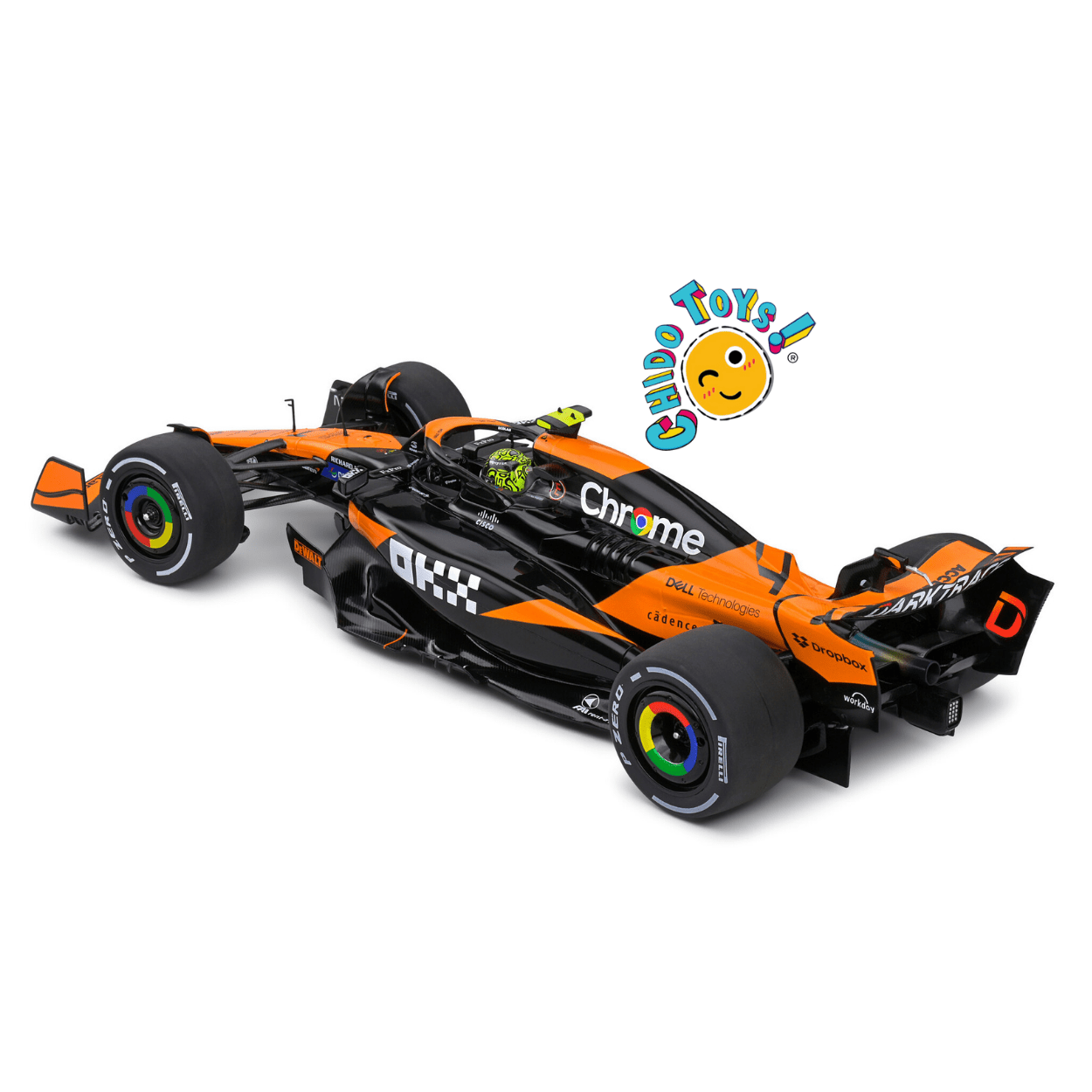 🏎️ McLaren MCL60 4 Lando Norris – Temporada F1 2023 (Escala 1:18, Sólido) - Chido Toys