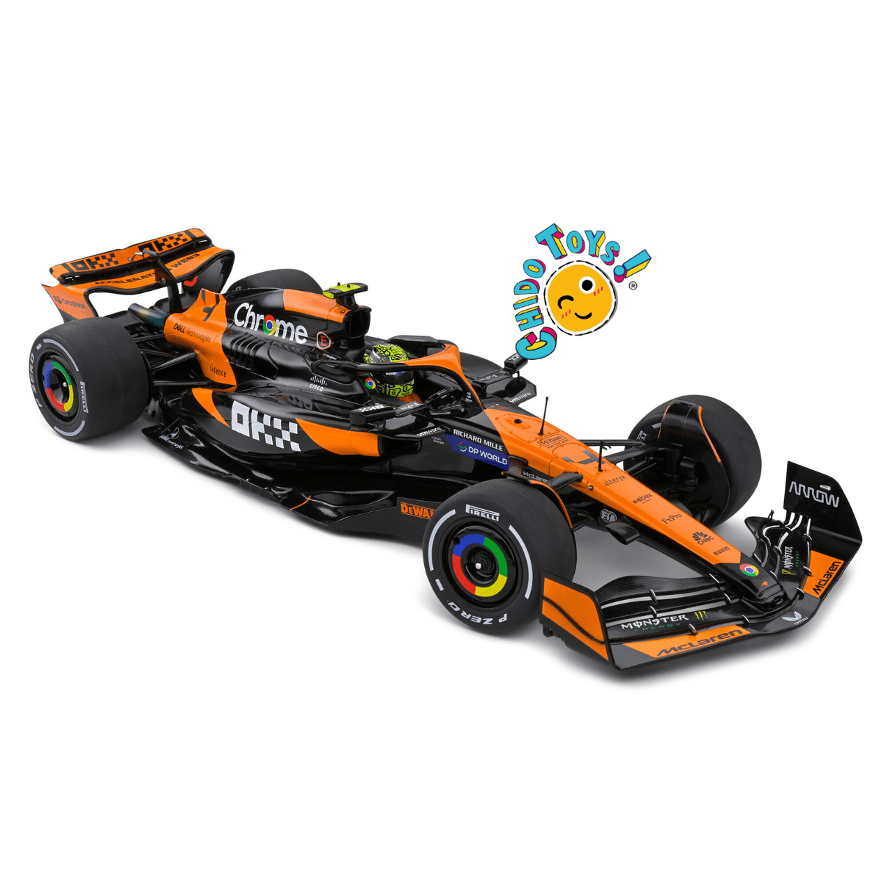 🏎️ McLaren MCL60 4 Lando Norris – Temporada F1 2023 (Escala 1:18, Sólido) - Chido Toys