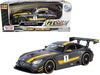 Mercedes - Benz AMG GT3 escala 1:24 MotorMax – Gris mate con rayas amarillas - Chido Toys