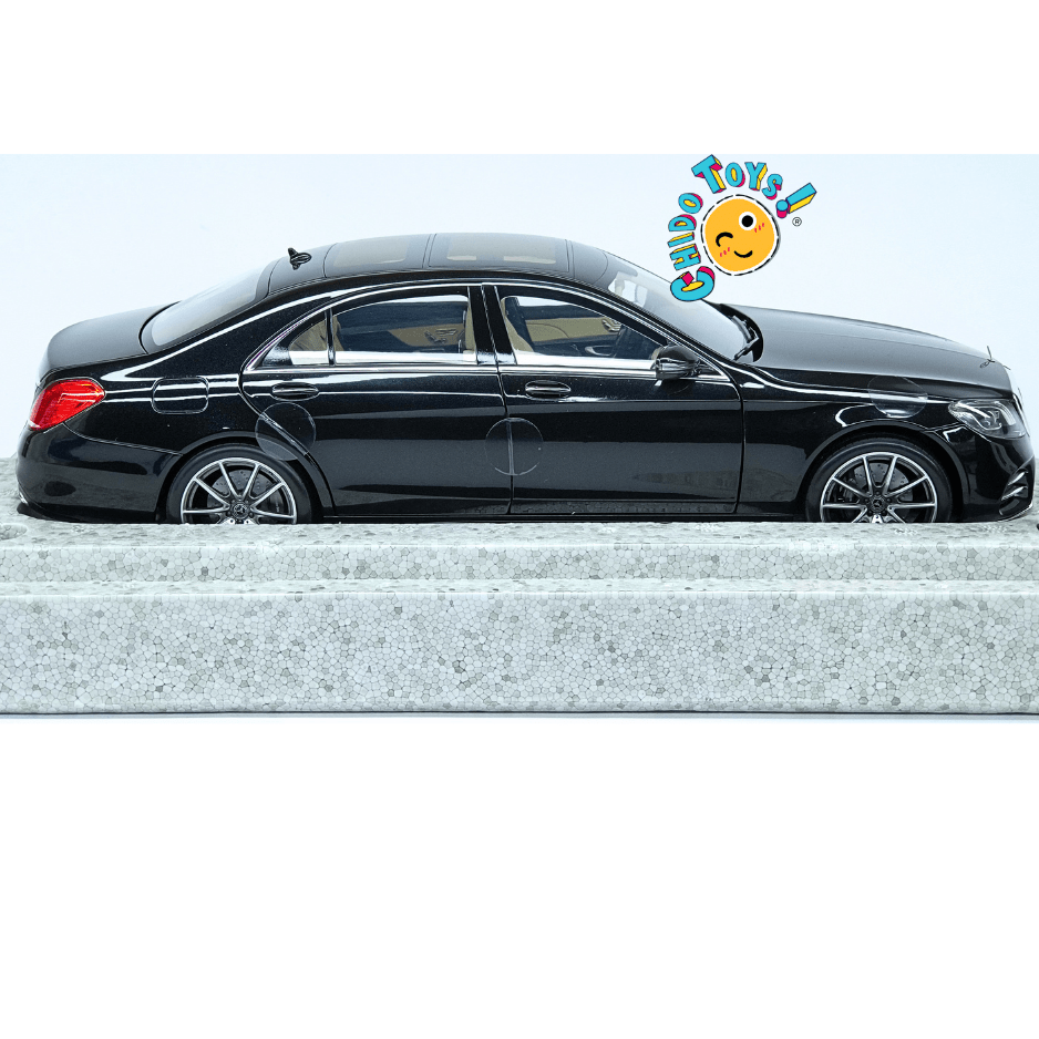 Mercedes-Benz S-Class V222 AMG Line 2017 Norev 1:18 Dealer Edition negro obsidiana - Chido Toys