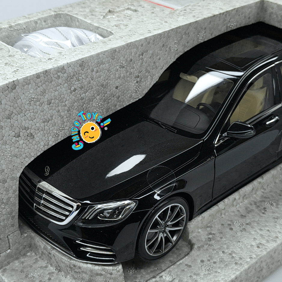 Mercedes-Benz S-Class V222 AMG Line 2017 Norev 1:18 Dealer Edition negro obsidiana - Chido Toys