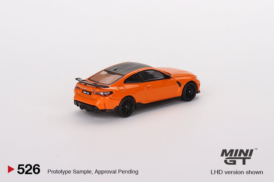 Mini GT BMW M4 CSL 1:64 naranja con alerón deportivo - Chido Toys