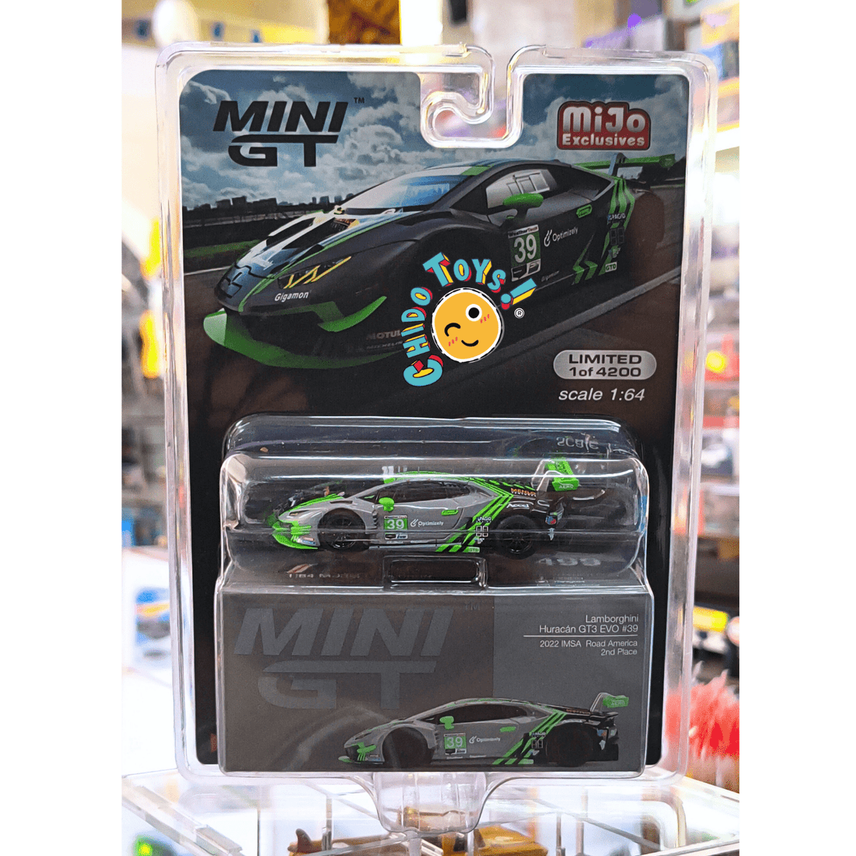 ミニカー MINI GT Lamborghini Huracan GT3 EVO #39 Mini GT Huracán GT3 EVO #39 1:64 gray/green diecast – Chido Toys