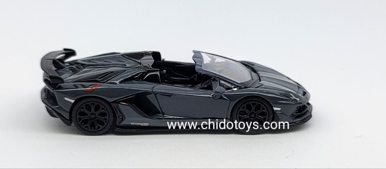 Mini GT Lamborghini Aventador SVJ Roadster 1:64 Grigio Telesto – MiJo Exclusive (Limited 1/4200) - Chido Toys