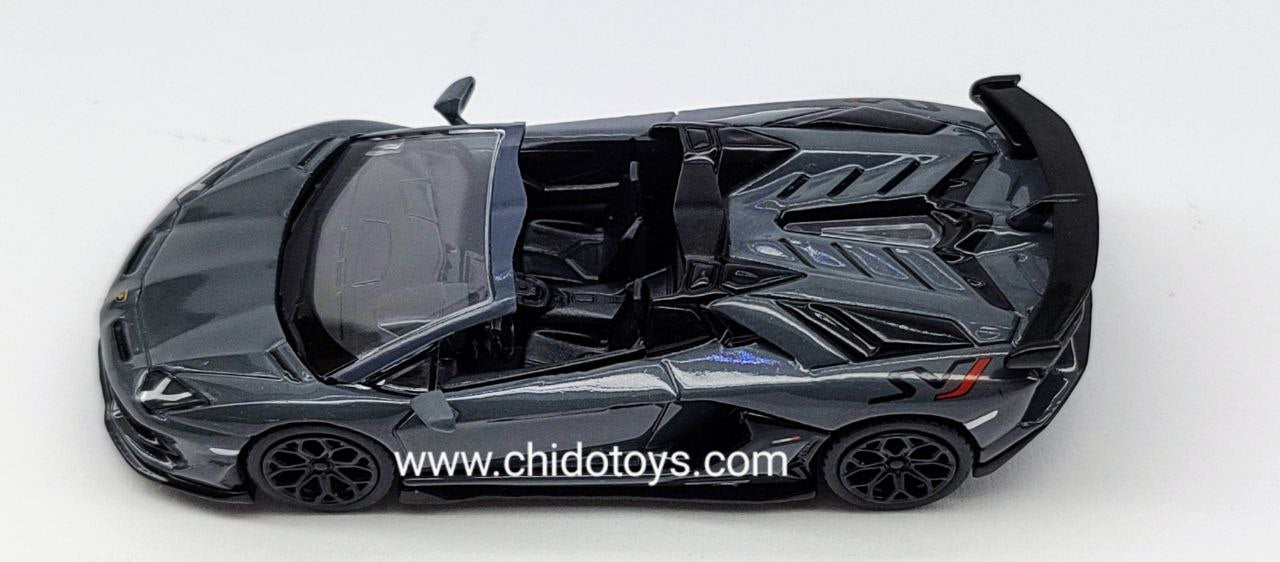 Mini GT Lamborghini Aventador SVJ Roadster 1:64 Grigio Telesto – MiJo Exclusive (Limited 1/4200) - Chido Toys