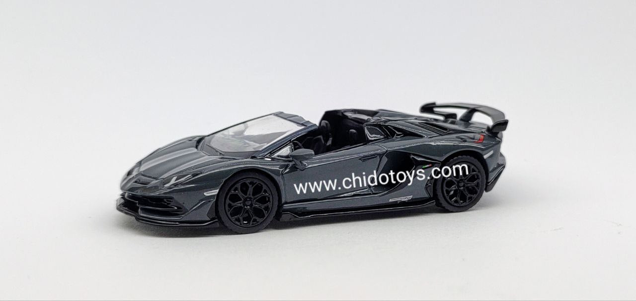 Mini GT Lamborghini Aventador SVJ Roadster 1:64 Grigio Telesto – MiJo Exclusive (Limited 1/4200) - Chido Toys