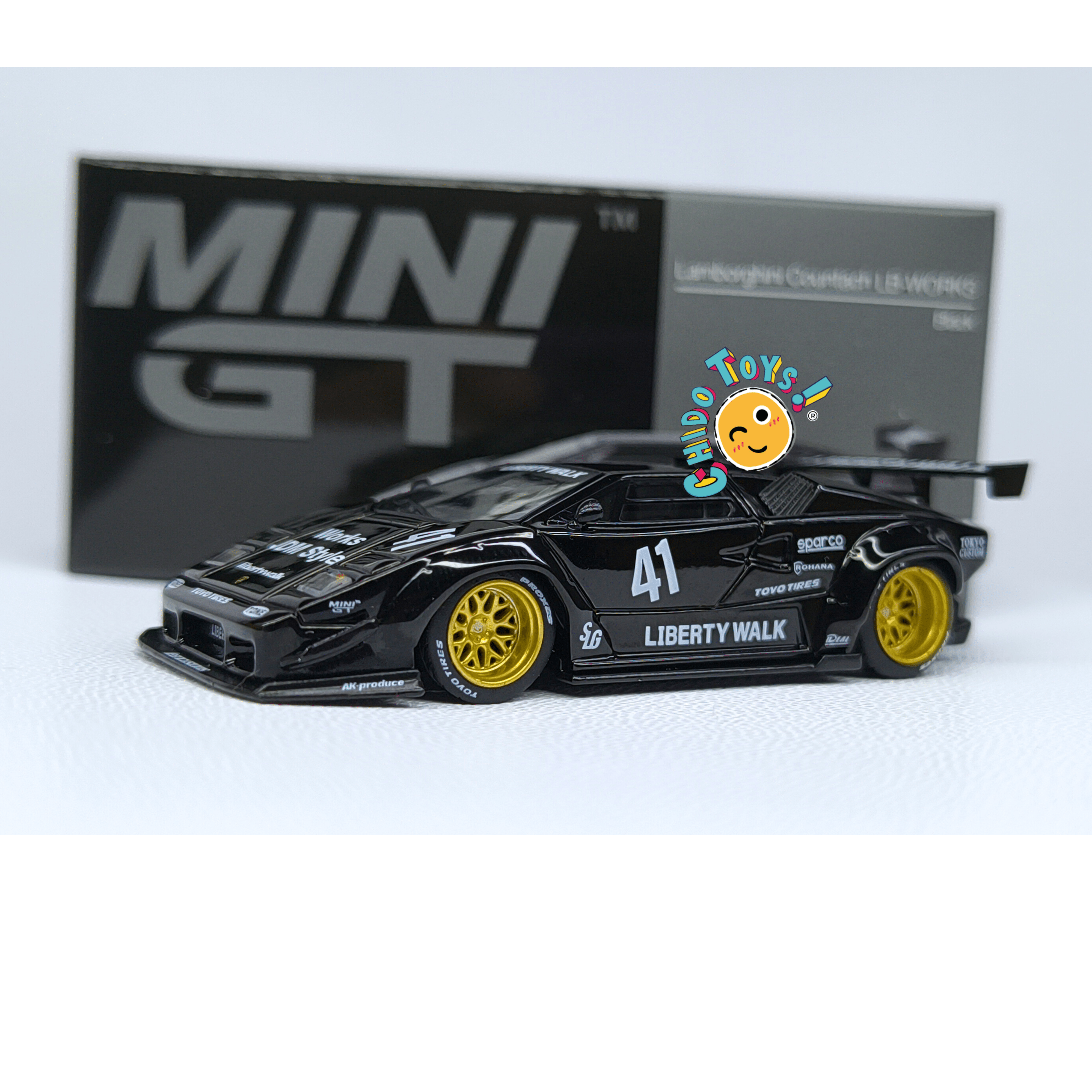 Mini GT Lamborghini Countach LB - WORKS 1:64 negro - Chido Toys