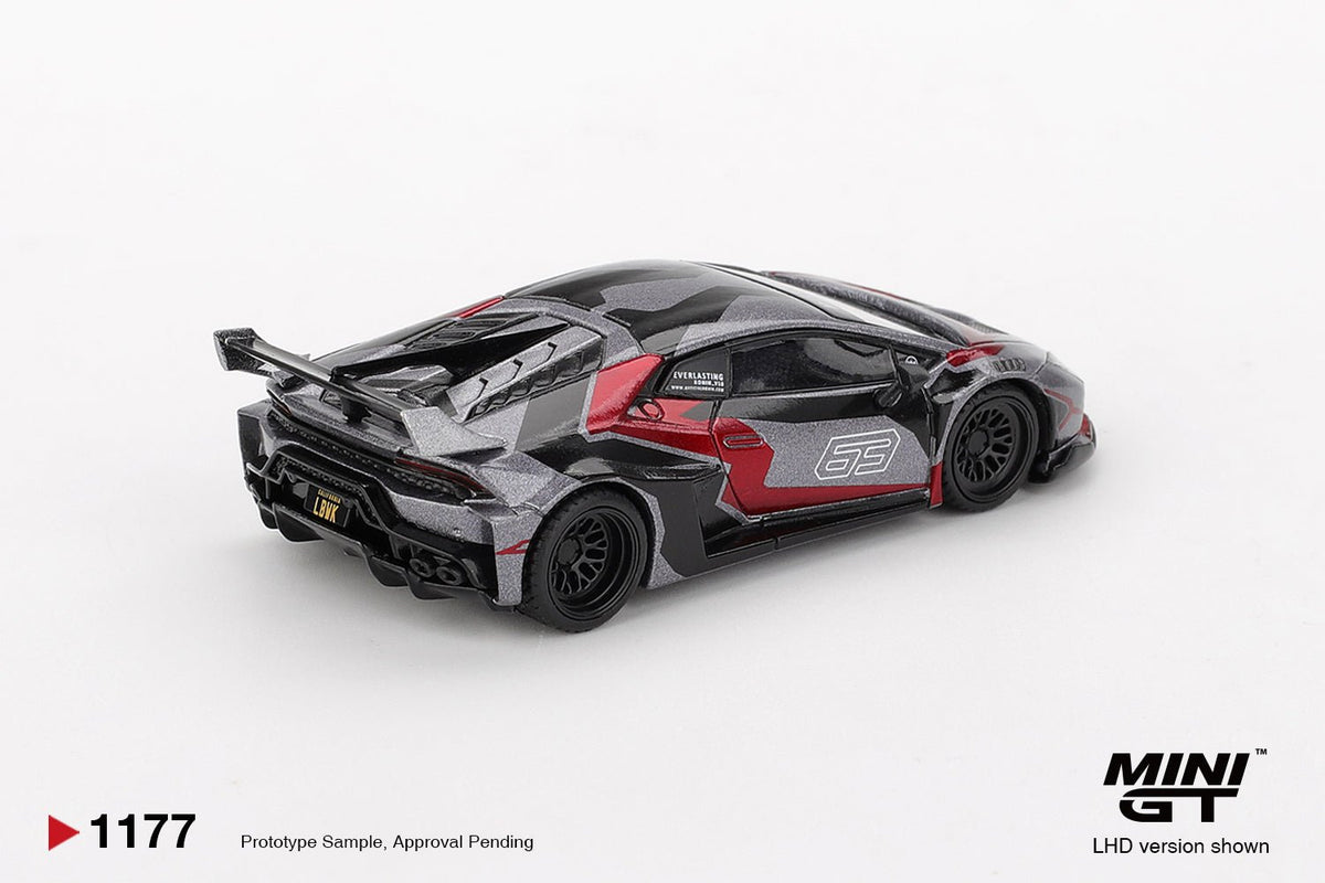 MINI GT LB★WORKS Lamborghini Huracán GT RONIN 1:64 gris y rojo - Chido Toys