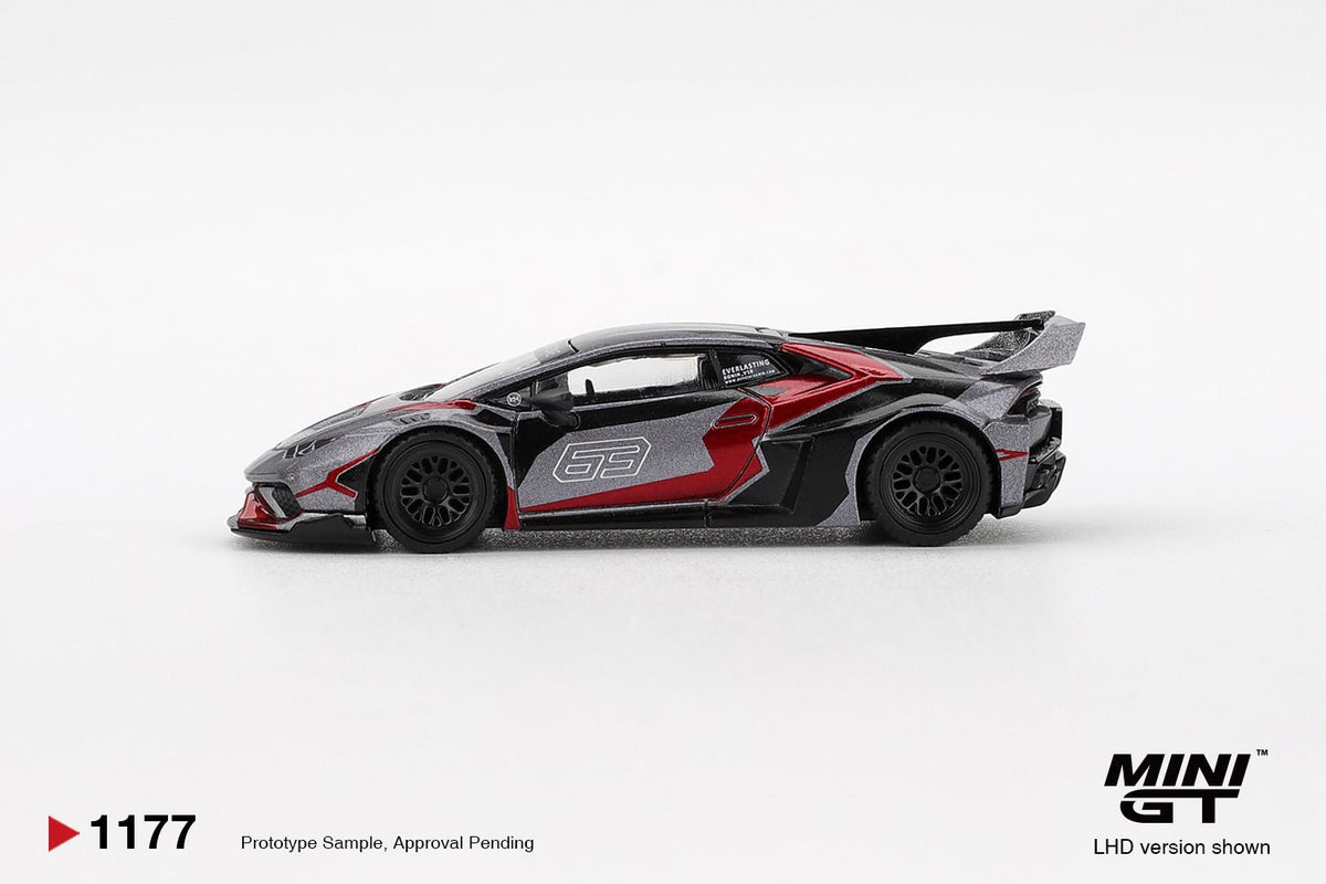 MINI GT LB★WORKS Lamborghini Huracán GT RONIN 1:64 gris y rojo - Chido Toys