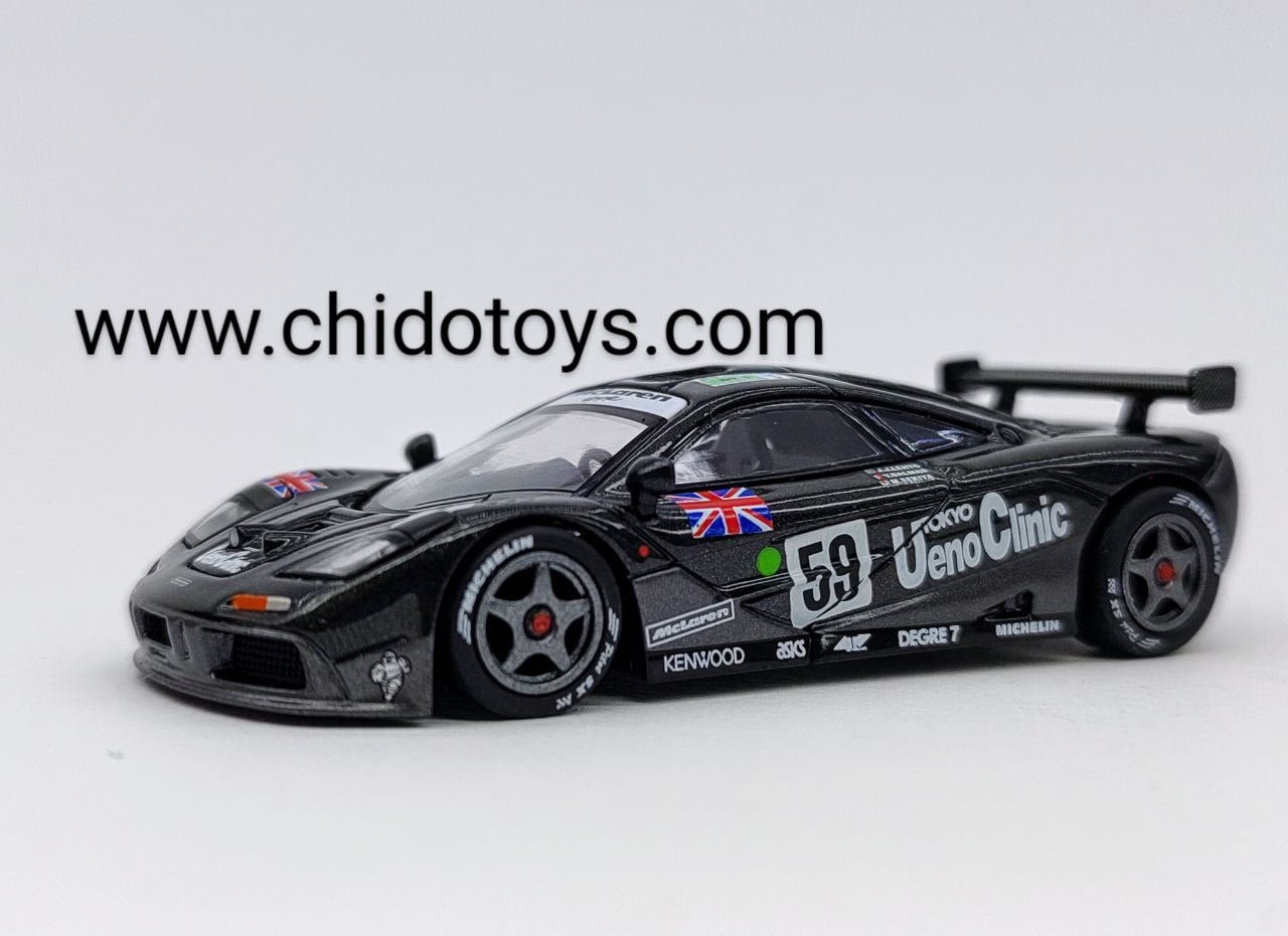 Mini GT McLaren F1 GTR Ueno Clinic 1:64 negro Le Mans - Chido Toys