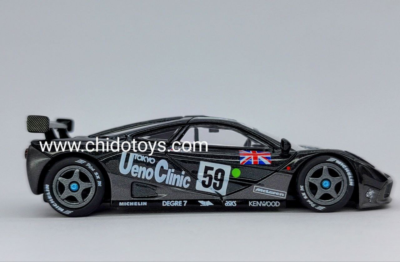 Mini GT McLaren F1 GTR Ueno Clinic 1:64 negro Le Mans - Chido Toys