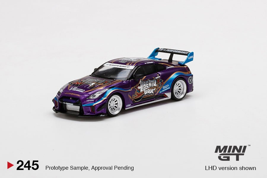 Mini GT Nissan GT - R R35 Liberty Walk 1:64 Purple Metallic - Chido Toys
