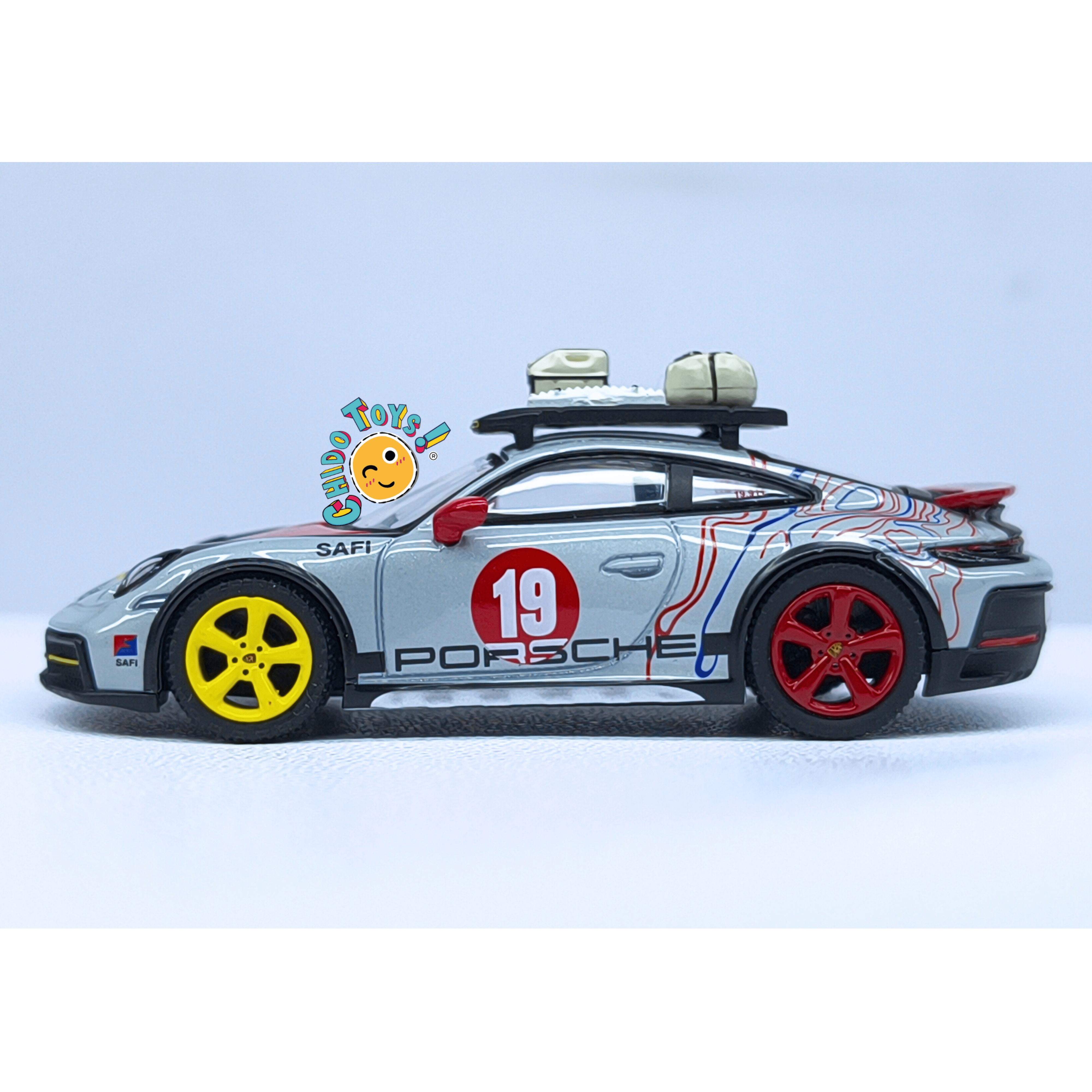 Mini GT Porsche 911 Dakar Safari 1:64 rally 19 "Uncle Rally" - Chido Toys