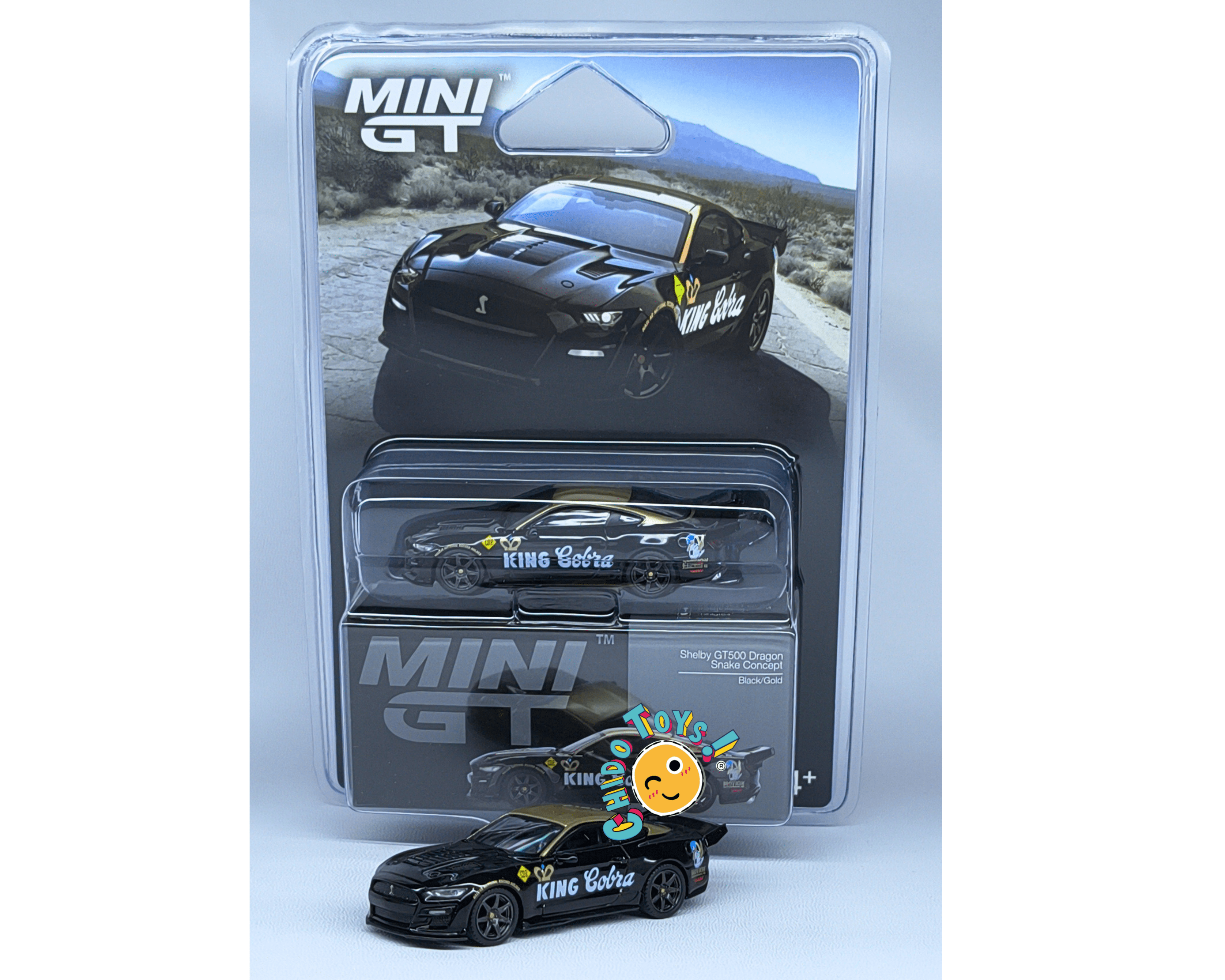 Mini GT Shelby GT500 Dragon Snake Concept King Cobra 1:64 Negro/Oro - Chido Toys