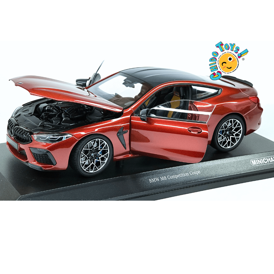 Minichamps BMW M8 Competition Coupé 2020 1:18 Red Metallic con aperturas - Chido Toys
