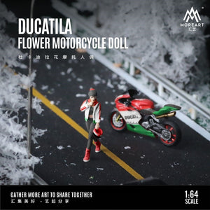 Motocicleta a escala marca MoreArt, Modelo DUCATILA FLOWER MOTORCYCLE DOLL - Chido Toys