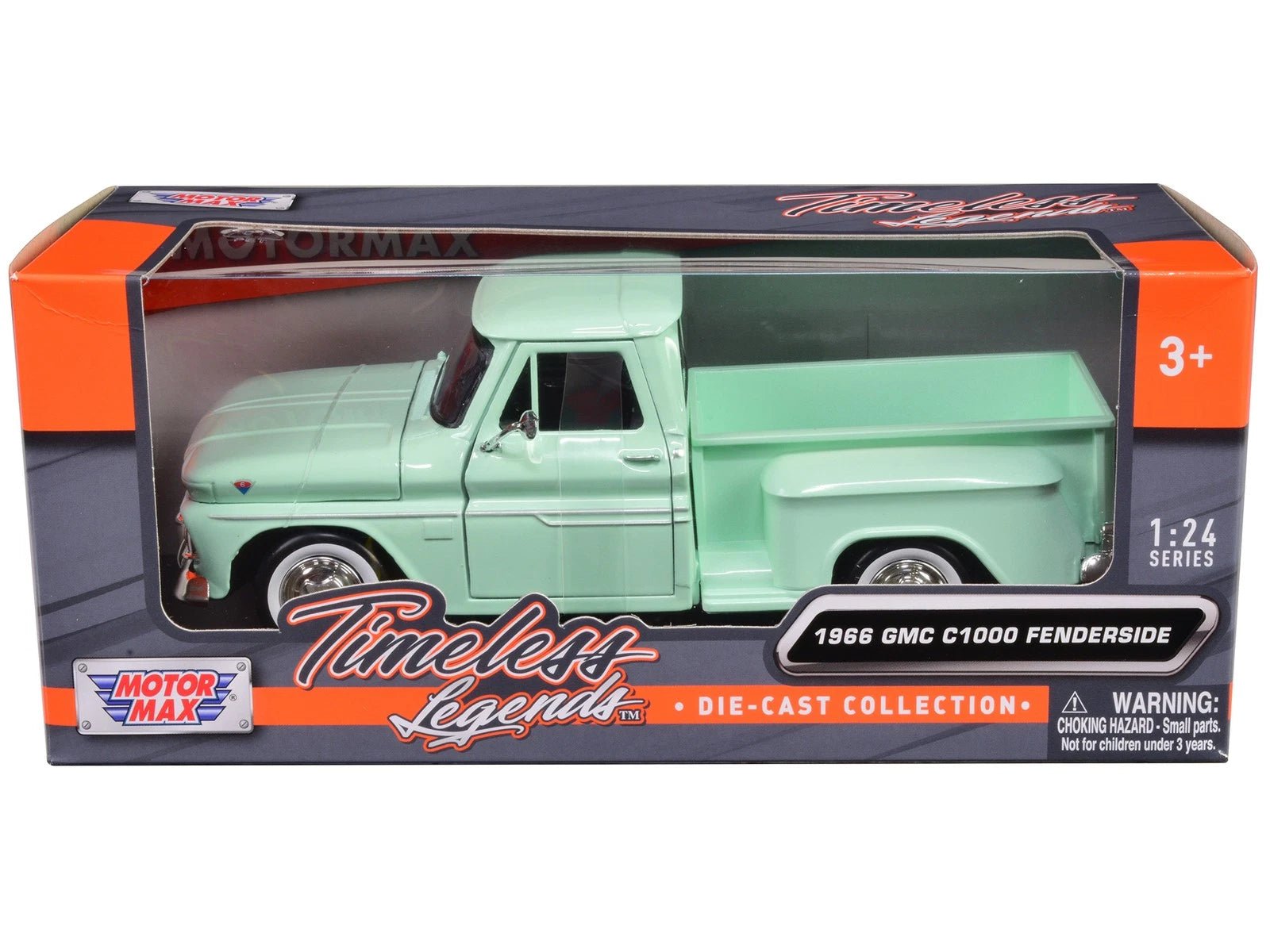 Motormax GMC C1000 Fenderside 1966 1:24 verde menta - Chido Toys