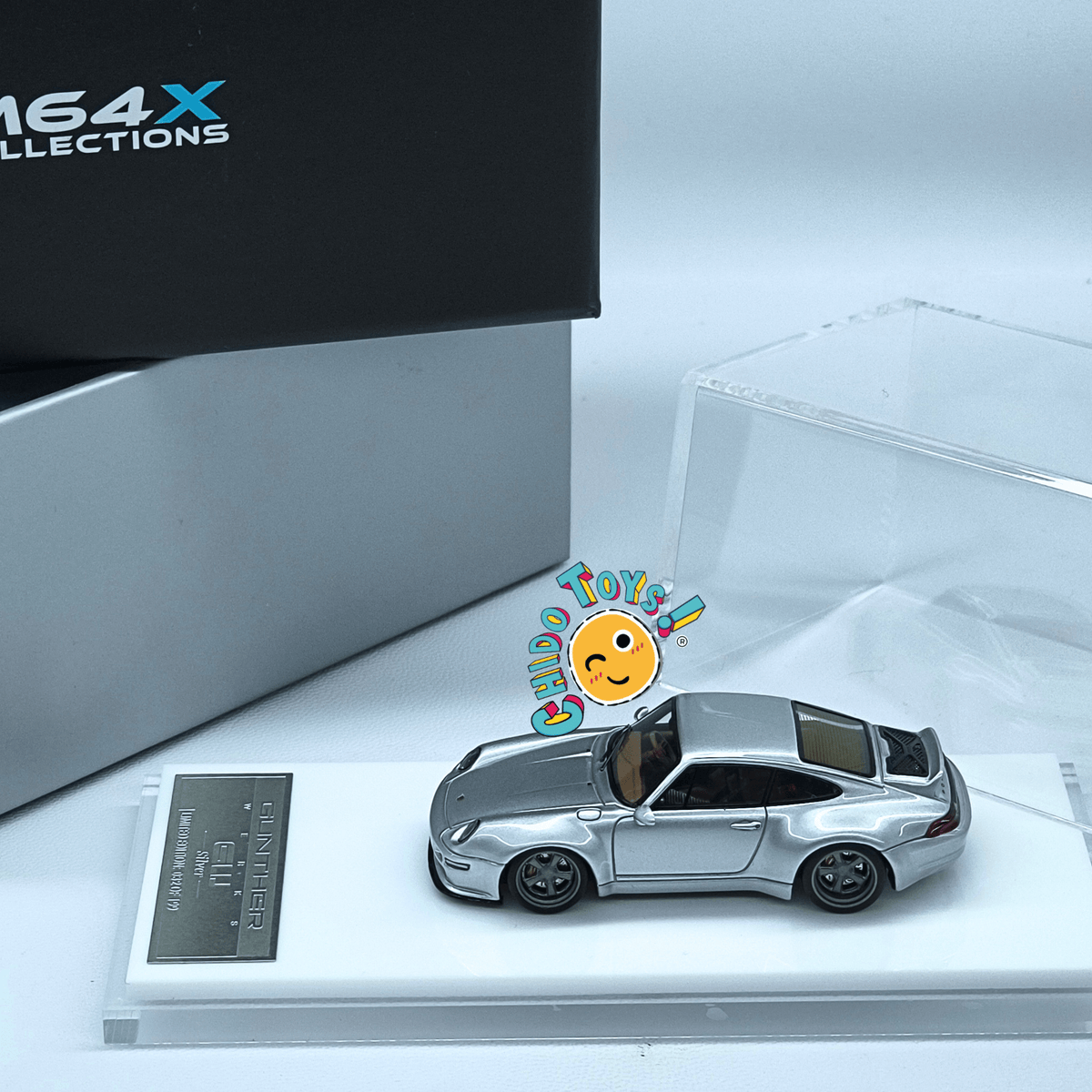 MY64 Porsche 911 Gunther Werks 993 1:64 Plata Cromada con Capelo - Chido Toys