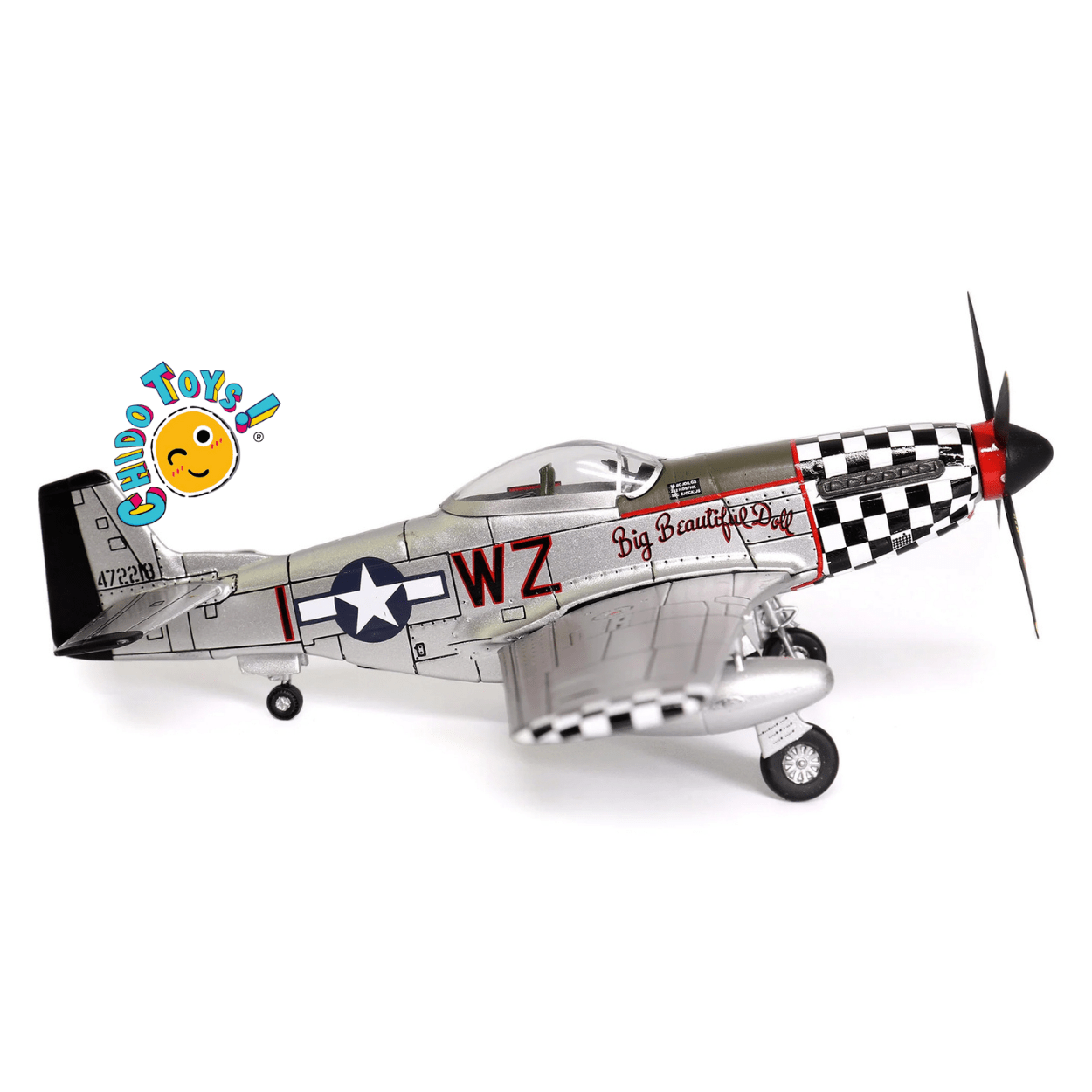 North American P - 51D Mustang Avión a Escala 1:72 – Diecast Metal - Chido Toys
