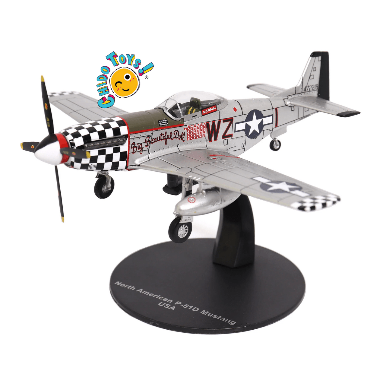 North American P - 51D Mustang Avión a Escala 1:72 – Diecast Metal - Chido Toys