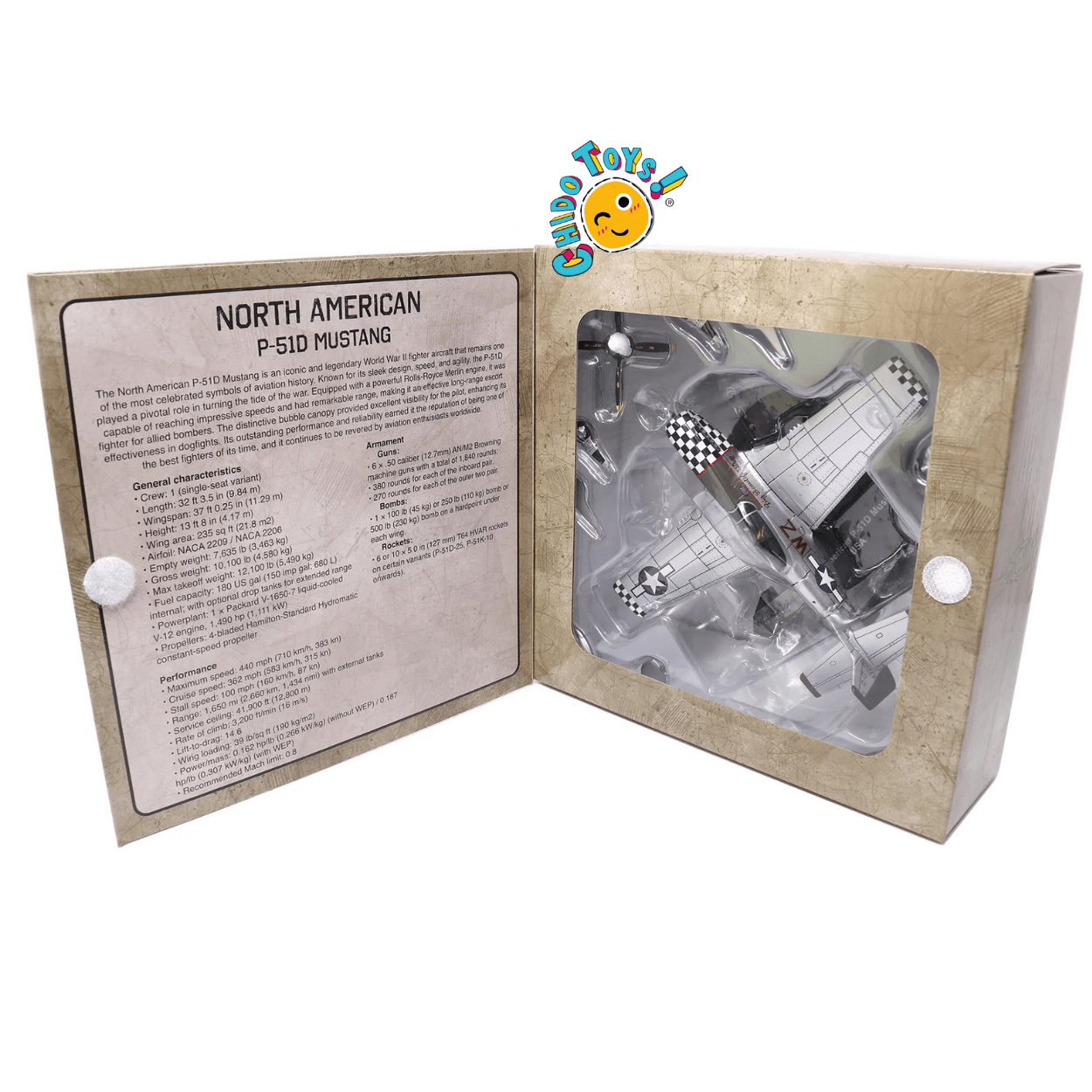 North American P - 51D Mustang Avión a Escala 1:72 – Diecast Metal - Chido Toys