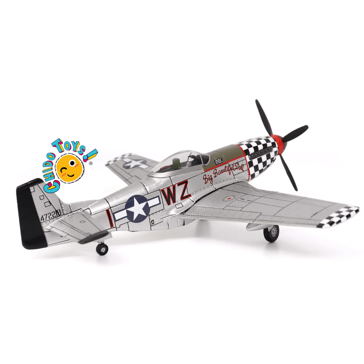 North American P - 51D Mustang Avión a Escala 1:72 – Diecast Metal - Chido Toys