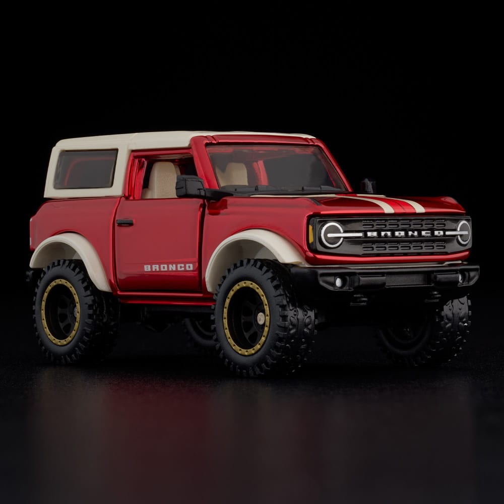 Hot Wheels RLC 2021 Ford Bronco 1:64 Spectraflame Red con puertas y techo removibles